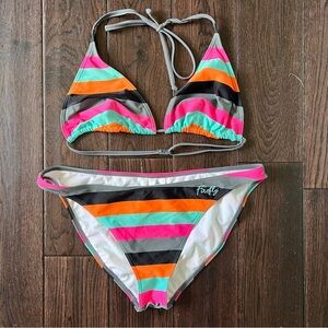 Firefly Pink, Orange, Teal and Gray Bikini Set
